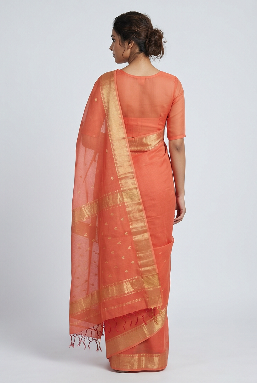 Maheshwari Cotton Silk Nakkhi Border Booti Saree