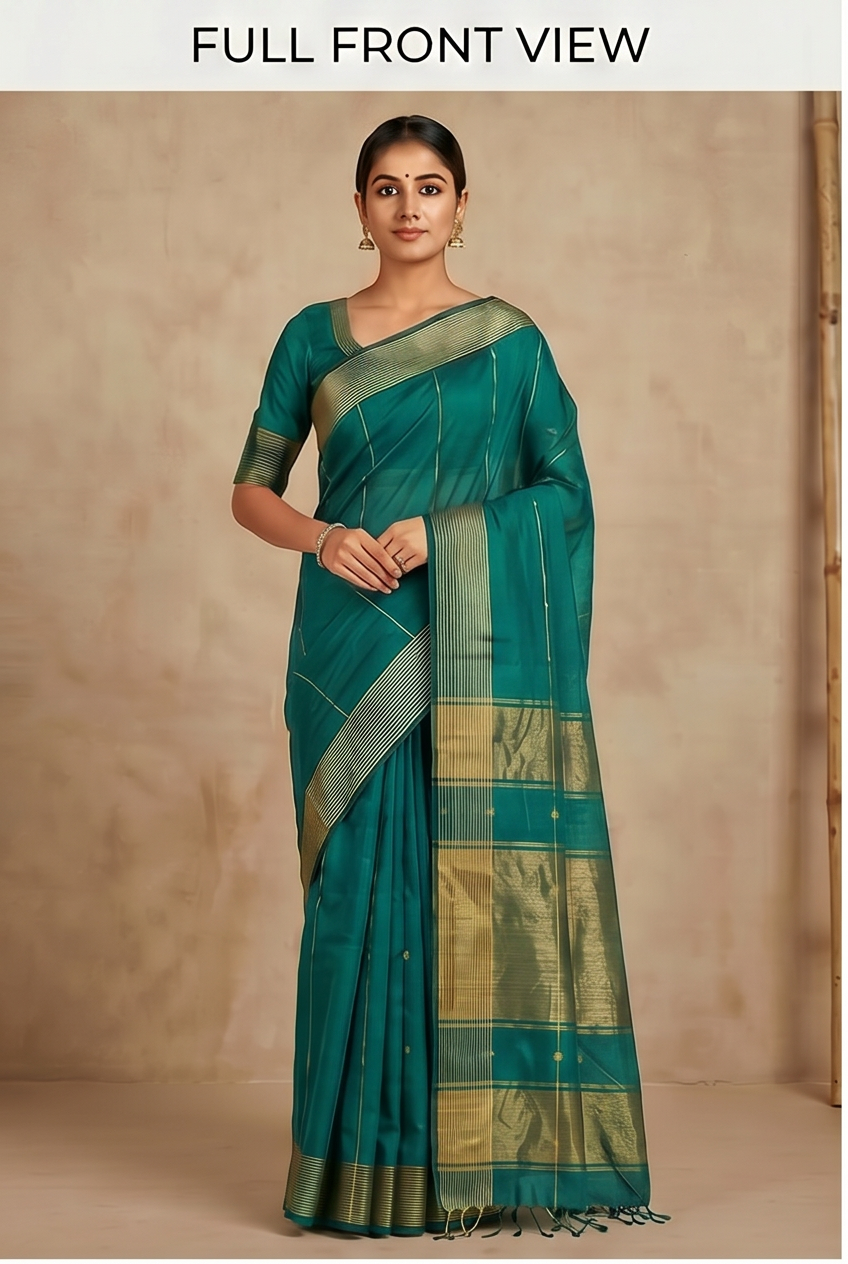 Maheshwari Cotton Silk Star Booti Tissue Saree