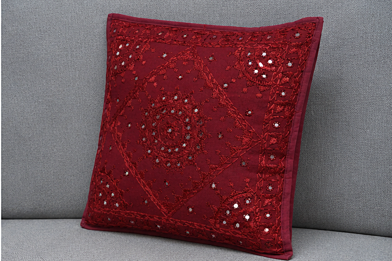 Mirror Embroidered Cushion Cover