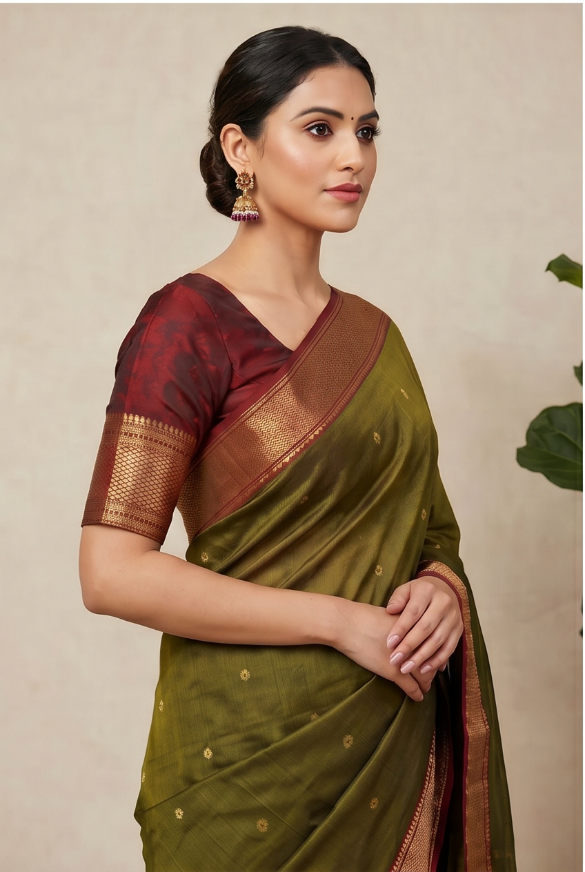 Maheshwari Cotton Silk Meena Boota Saree