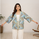Khadi Cotton Patchwork Kimono Jacket for Women