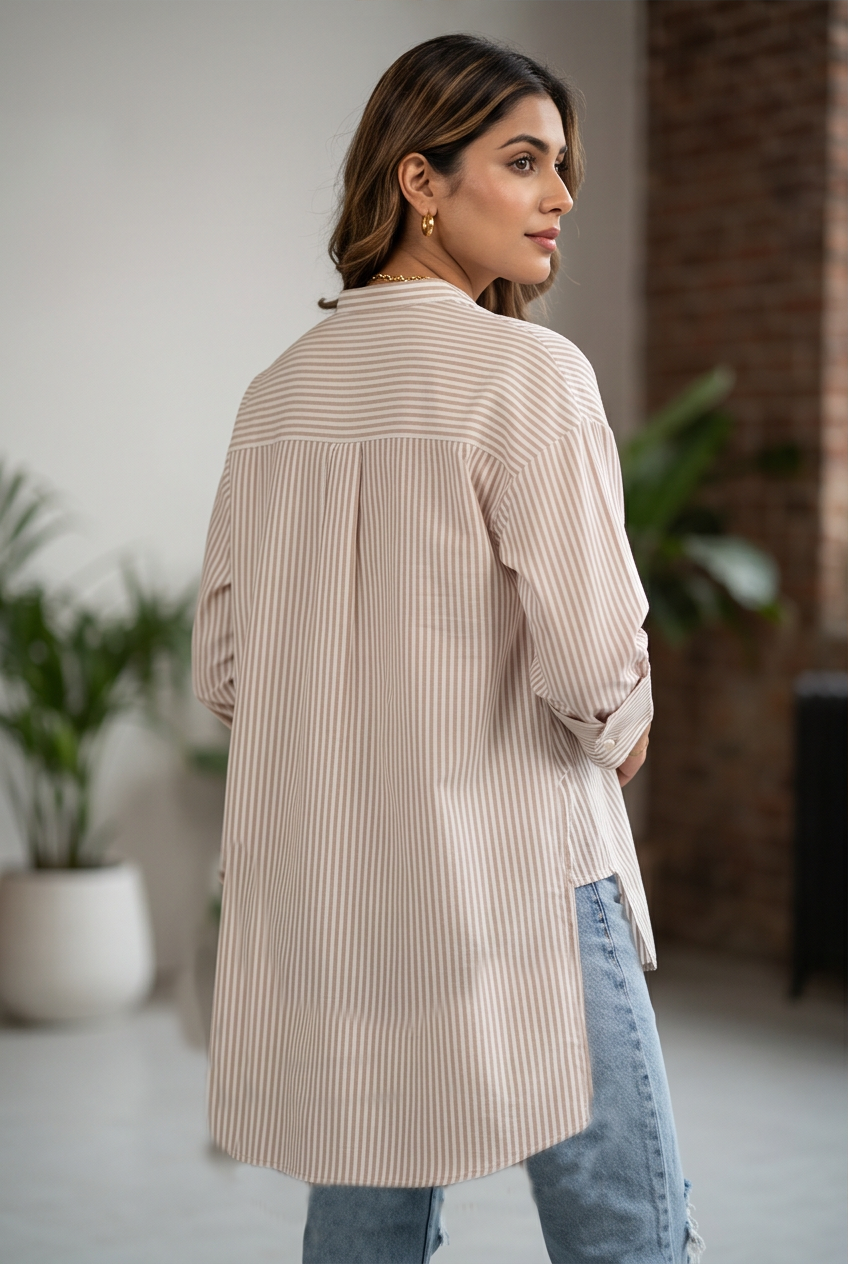 Pure Cotton Seersucker Oversized Shirt for Women