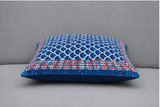 Blue Geometric Hand Block Print Cushion Cover