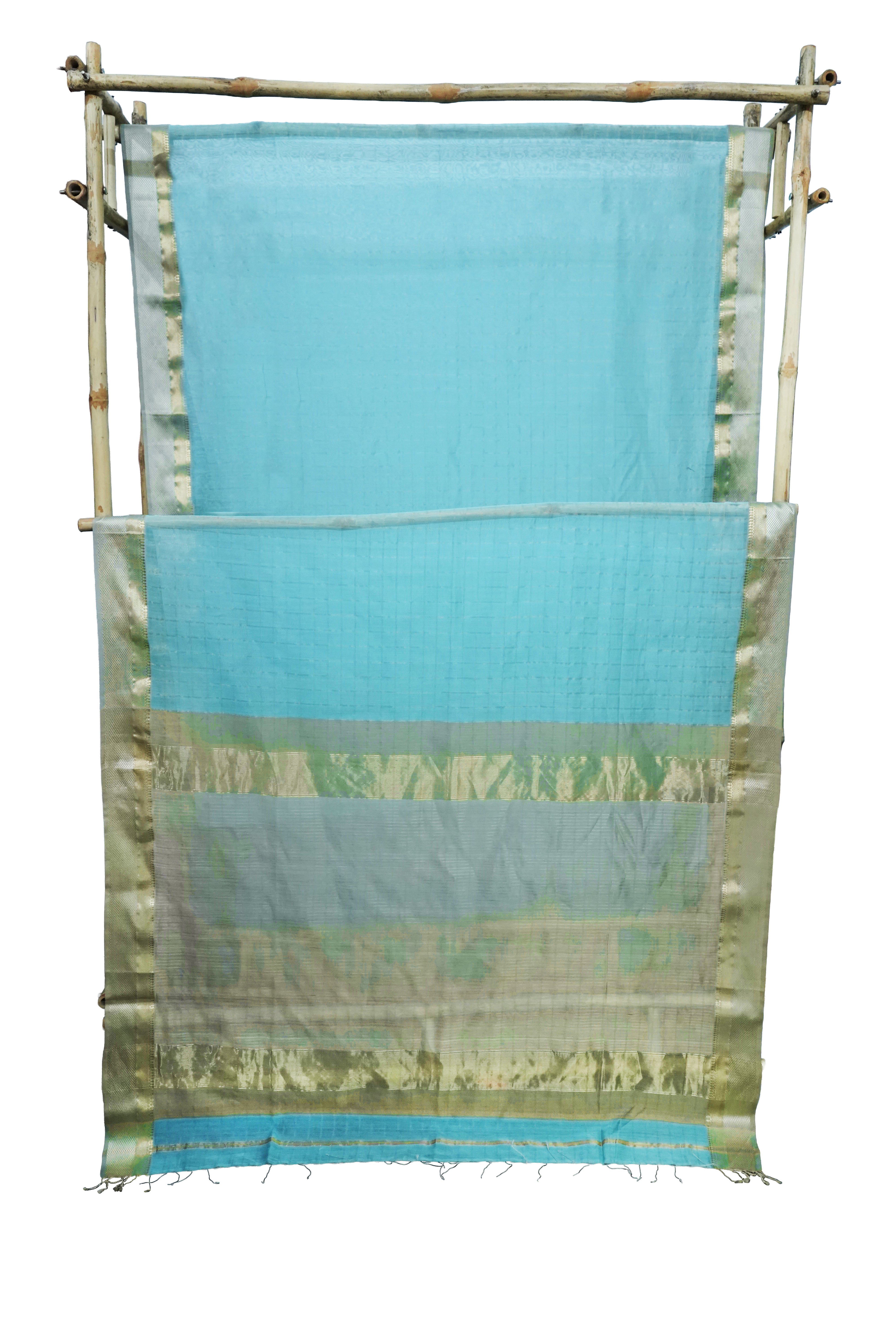 Maheshwari Cotton Silk Saree with Silk Check Border