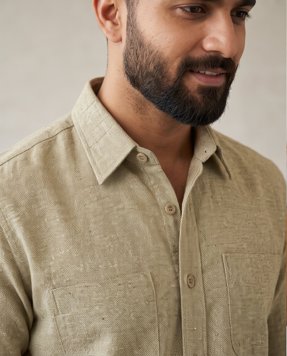 Men'sDindoriCotton Khadi Double Pocket Regular Fit Shirt