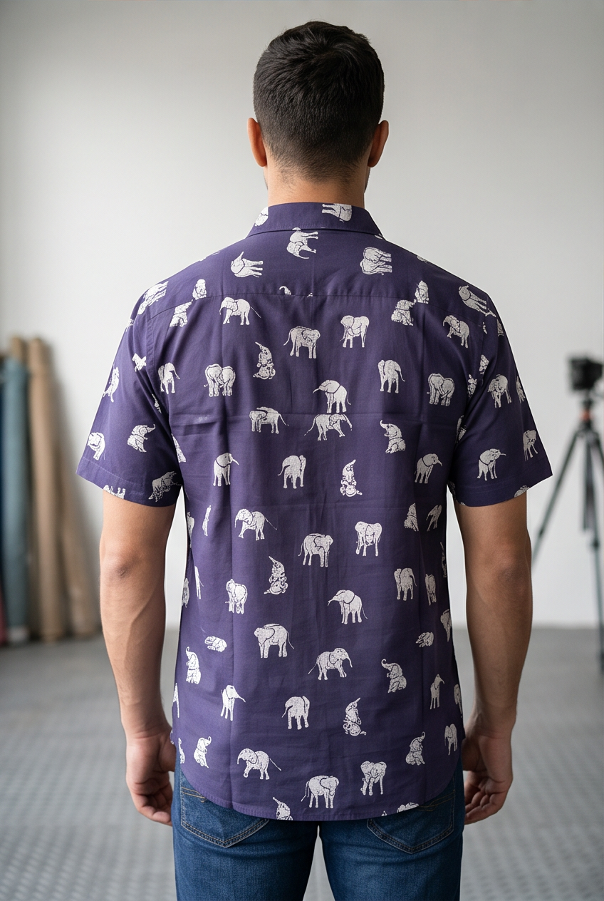 Men's Pure Cotton Elephant Print Shirt