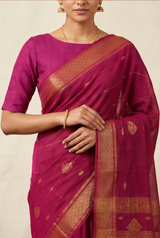 Maheshwari Cotton Silk Jari Line Boota Saree