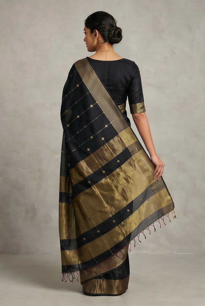 Maheshwari Cotton Silk Star Booti Tissue Saree