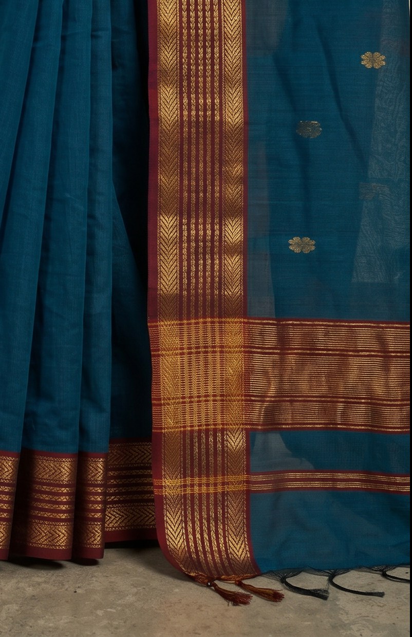 Maheshwari Cotton Silk Lotus Boota Saree