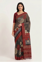 Pure Kosa Silk Saree with Hand Kantha Work