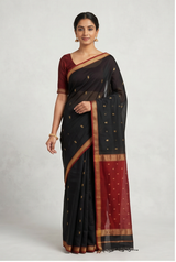 Maheshwari Cotton Silk Star Booti Saree