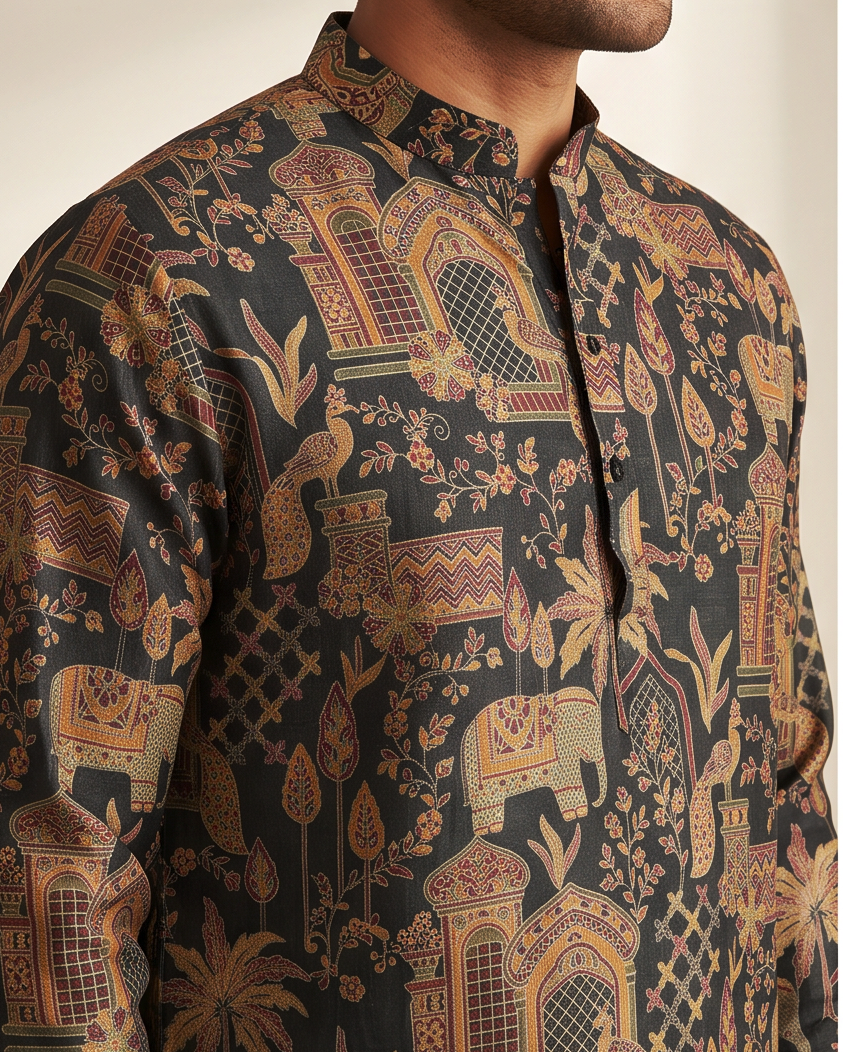 Premium Bamboo Silk Printed Kurta
