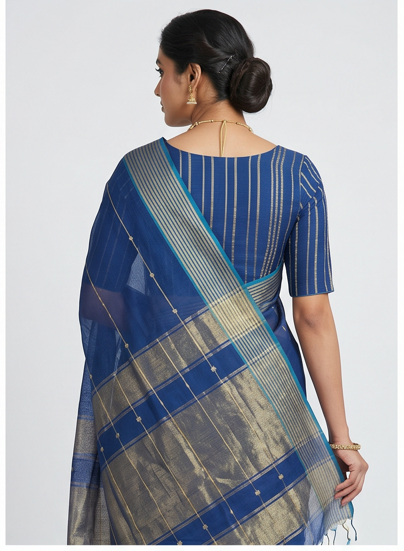 Maheshwari Cotton Silk Star Booti Saree