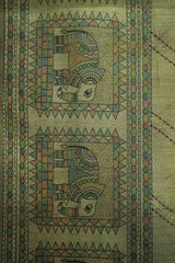 Gond Art Bamboo Silk Beige Saree