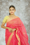 Chanderi Zariboota Silk Cotton Saree – Desire Pink