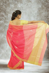 Chanderi Zariboota Silk Cotton Saree – Desire Pink