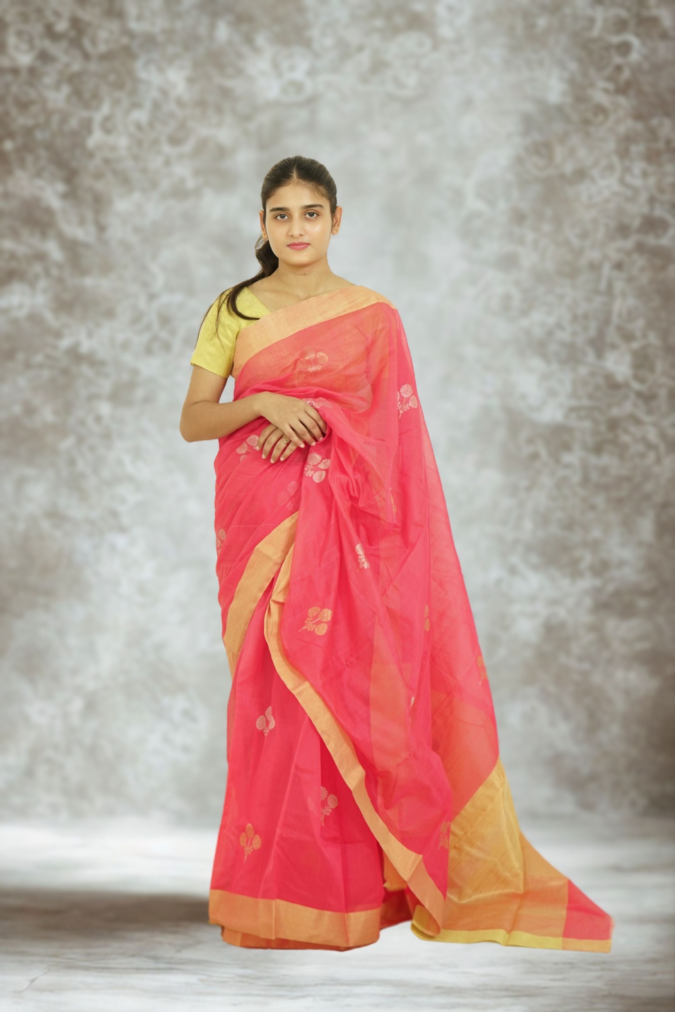 Chanderi Zariboota Silk Cotton Saree – Desire Pink