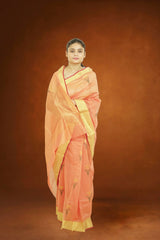 Chanderi Silk CottonOrange Colour Traditional Saree for Women
