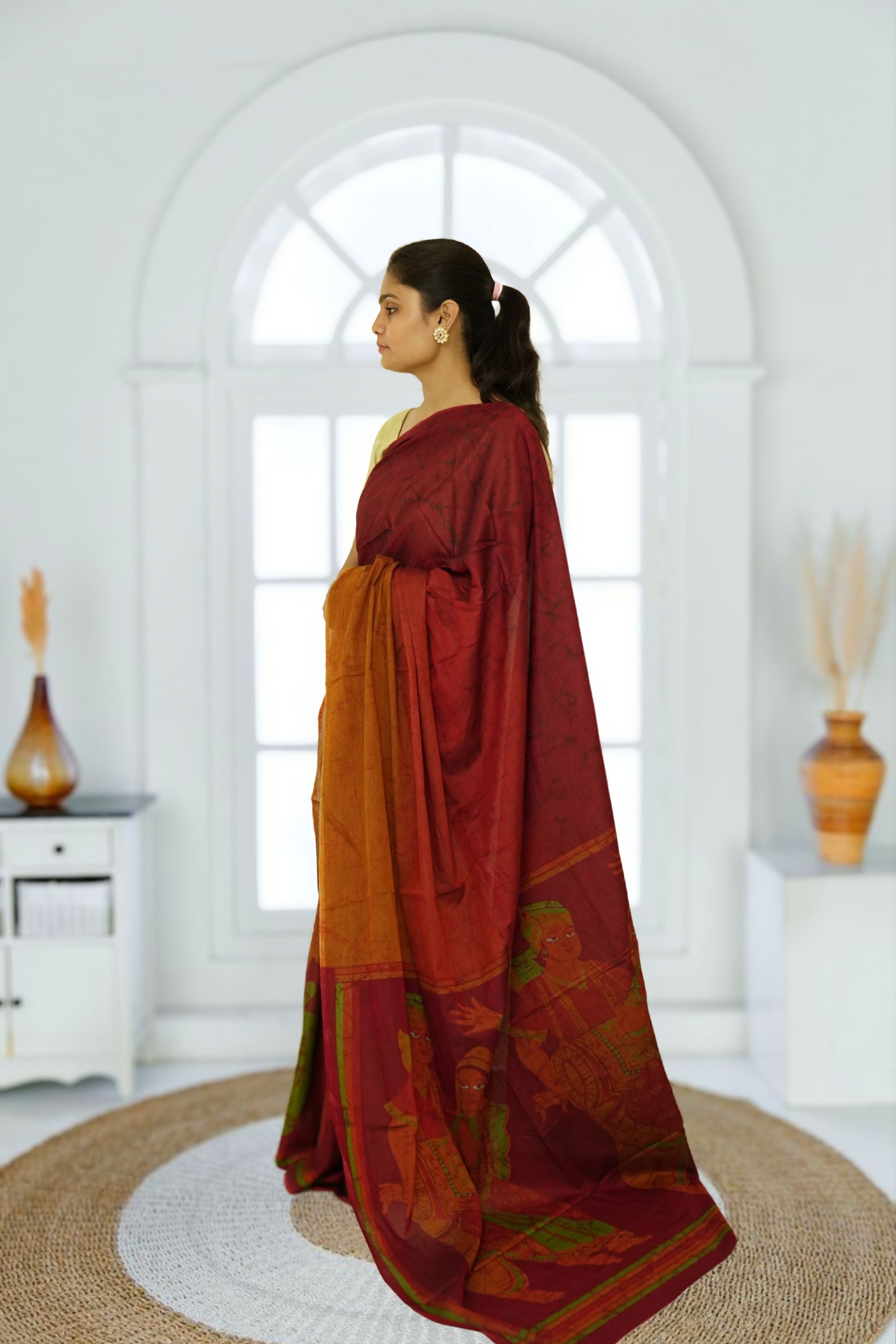 Ranipur Cotton Voile Saree- Maroon