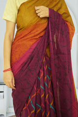 Ranipur Voile Cotton Saree – Aesthetic Maroon
