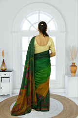 Ranipur Voile Cotton Saree – Dark Green