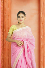 Maheshwari Silk Cotton Saree – Light Pink | Traditional handloom Weave