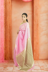 Maheshwari Silk Cotton Saree – Light Pink | Traditional handloom Weave
