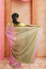 Maheshwari Silk Cotton Saree – Light Pink | Traditional handloom Weave