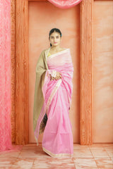 Maheshwari Silk Cotton Saree – Light Pink | Traditional handloom Weave