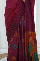 Ranipur Voile Cotton Saree – Dark Magenta