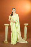 Maheshwari Silk Cotton Border CheckTraditional Saree – Lime Green