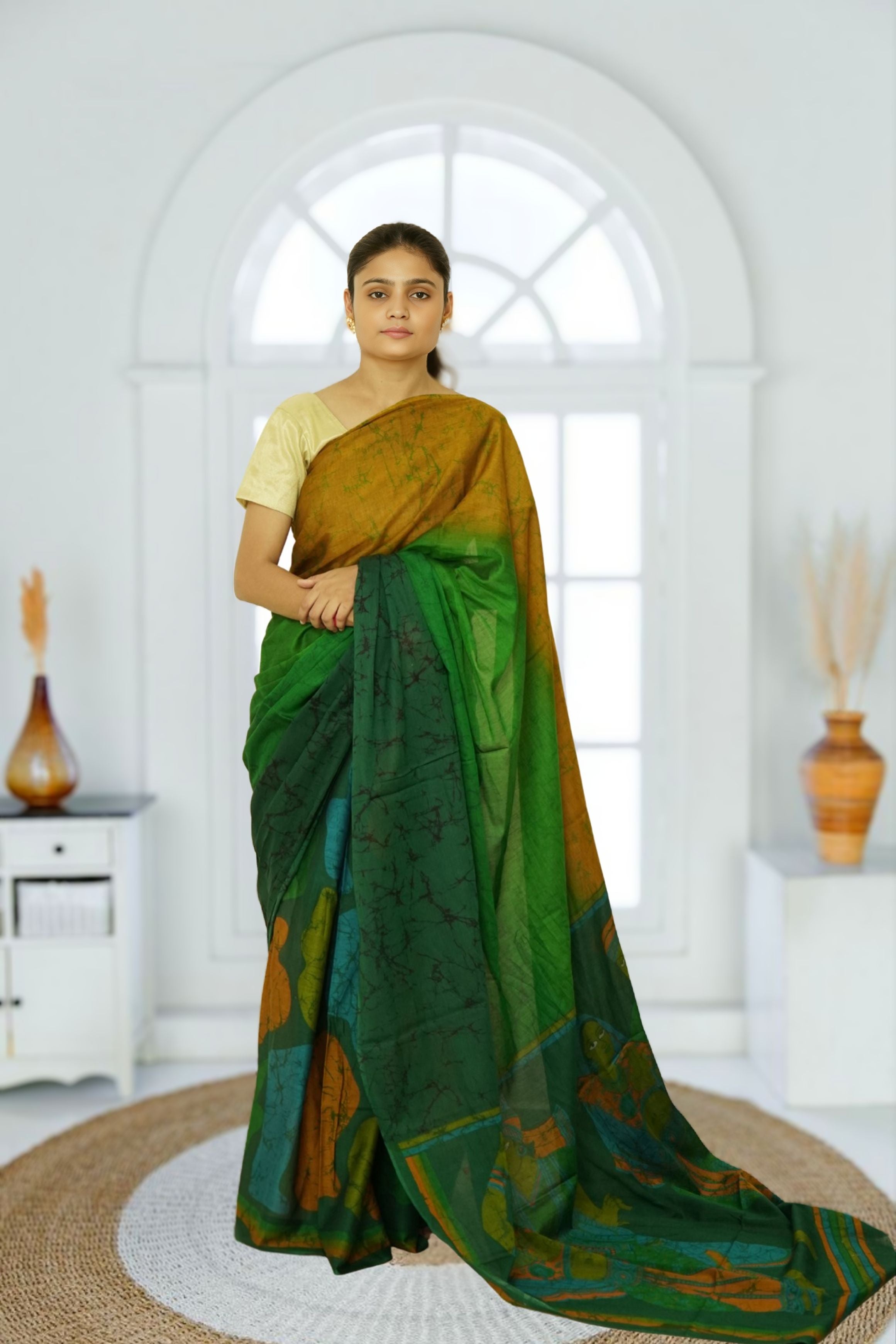 Ranipur Cotton Voile Saree – Green
