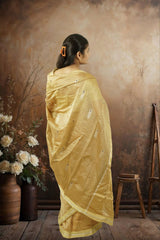 Chanderi Zariboota Saree – Golden | Lightweight Festive Wear