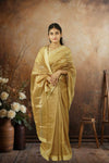 Chanderi Zariboota Saree – Golden | Lightweight Festive Wear