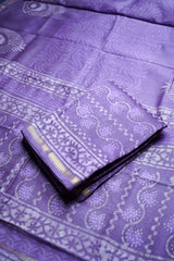 Chanderi Cotton Silk Indigo Print Suit- Purple