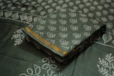 Chanderi Silk Dabu Print Suit – Dark Olive Green