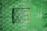 Chanderi Silk Cotton Dabu Print Suit- Forest Green