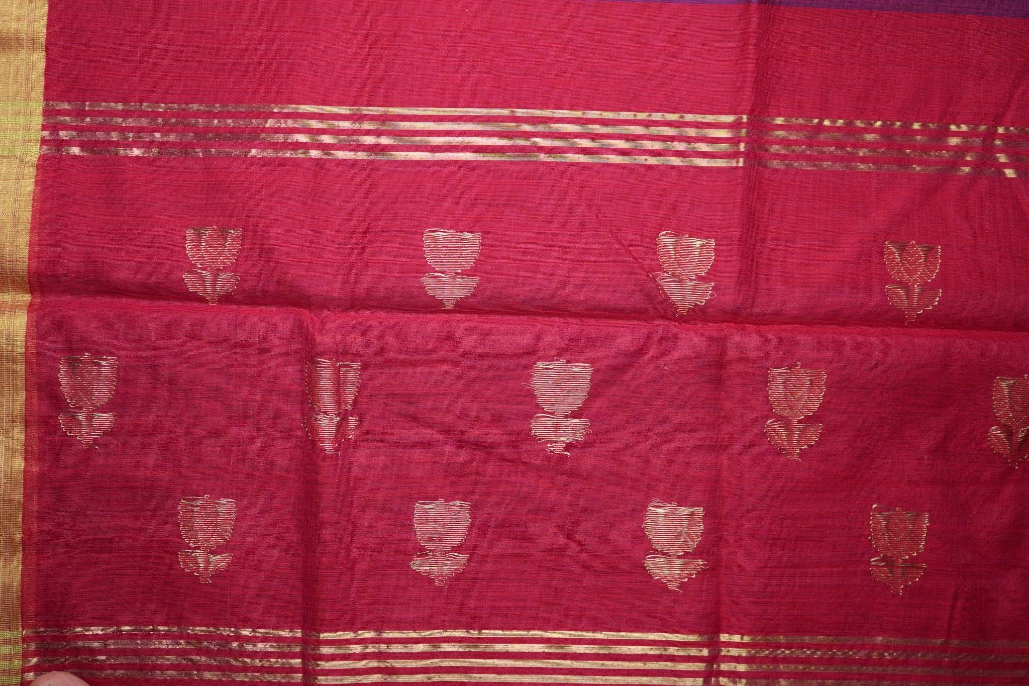 Elegant Chanderi Silk Cotton 2 Piece Suit – Red & Purple