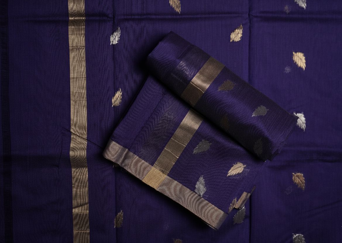Chanderi Silk Cotton Suit – Dark Purple