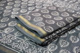 Chanderi Silk Cotton Dabu Print Suit- Dark Gray
