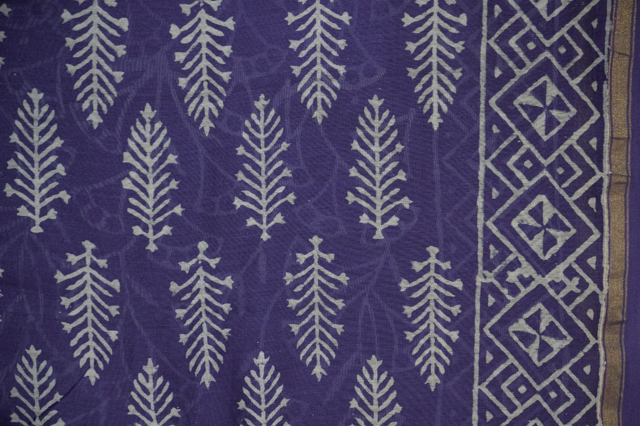 Chanderi Silk Cotton Dabu Print Suit – Dark Indigo