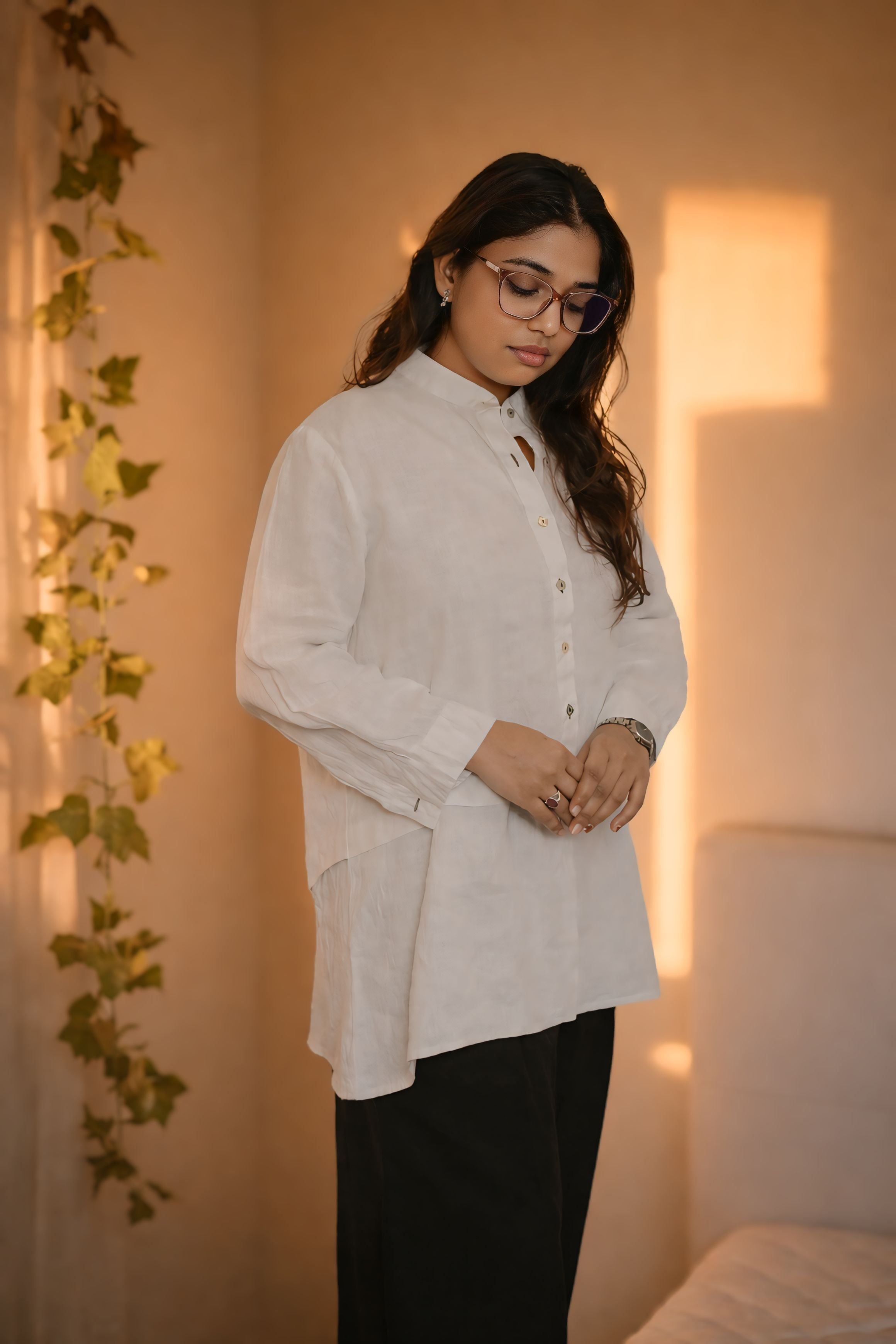 Pure Linen White Shirt for WomenBreathable Summer Wear