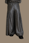 Gajji Silk Pleated Trouser – Charcoal Black & White Zigzag Print