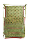 Elegant Beige & Olive Green Chanderi Cotton Silk Saree with Kalamkari Print
