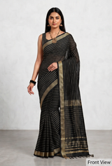 Maheshwari Cotton Silk Chatai Border Stripes Saree