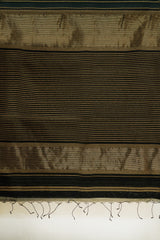 Maheshwari Silk Cotton Saree – Black Diamond Border Stripe Design