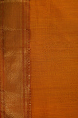 Sunrise Orange Maheshwari Saree with Big Zari Border