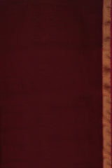 Deep Maroon Maheshwari Silk Cotton Saree with Golden Zari Border