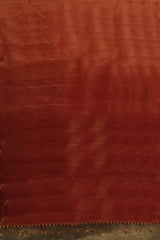 Rust Copper Maheshwari Silk Cotton Full Tissue Saree with Metallic Sheen