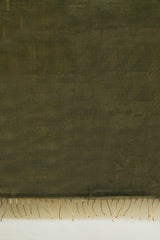 Olive Green Maheshwari Silk Cotton Full Tissue Saree with Metallic Sheen